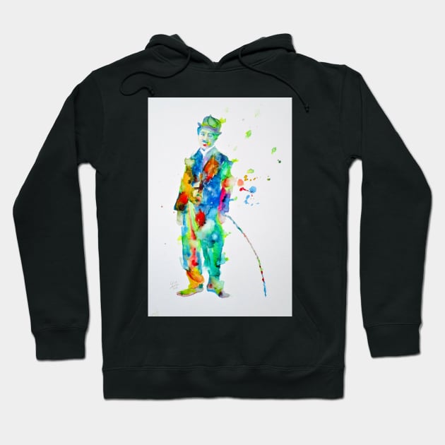 CHARLIE CHAPLIN watercolor portrait .7 Hoodie by lautir